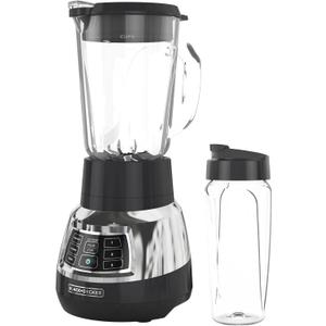 Black+Decker Quiet Blender with 6-Cup Cyclone Glass Jar, 3 Speeds + 3 Functions & Serrated Blade Technology for Faster Blending, Pulse Button and 24-oz Personal Jar, 900W
