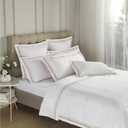 White Pillow Shams King Size Set of 2, 100% Cotton 400TC Sateen Luxury Hotel Pillow Cases, Pipping Oxford Pillowcases with Envelope Closure for Bedding Linen, 20x36 Inches (White with Khaki)