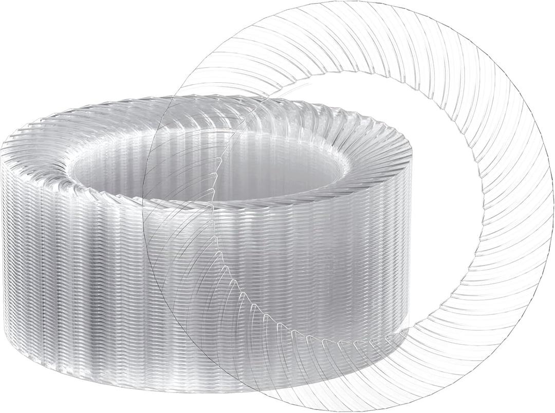 FOCUSLINE 10 Inch Clear Plastic Plates, 100 Count Disposable Heavy Duty Dinner Plates, Premium Hard Plastic for Weddings, Parties & Events