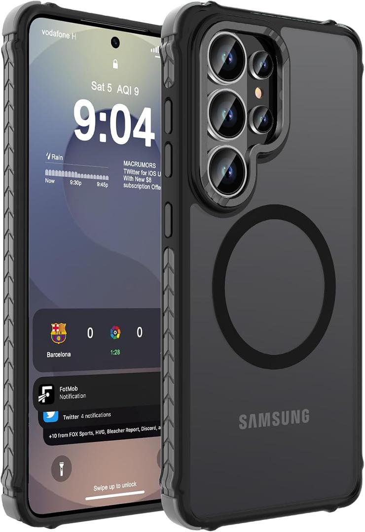 DEERLAMN Strong Magnetic Case for Samsung Galaxy S26 Ultra 6.9-Inch,[Compatible with Magsafe][Military Grade Drop Protection] Translucent Matte Shockproof Protective Phone Cover, Frosted Black