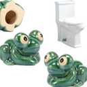 2Pcs Ceramic Toilet Bolt Caps, Fun Frog Toilet Bolt Covers, Ceramic Toilet Bolt Covers, Cute Funny Frog Toilet Bolt Covers Toilet Bolt Decorative Caps Easy Installation for Bathroom Decor Gift