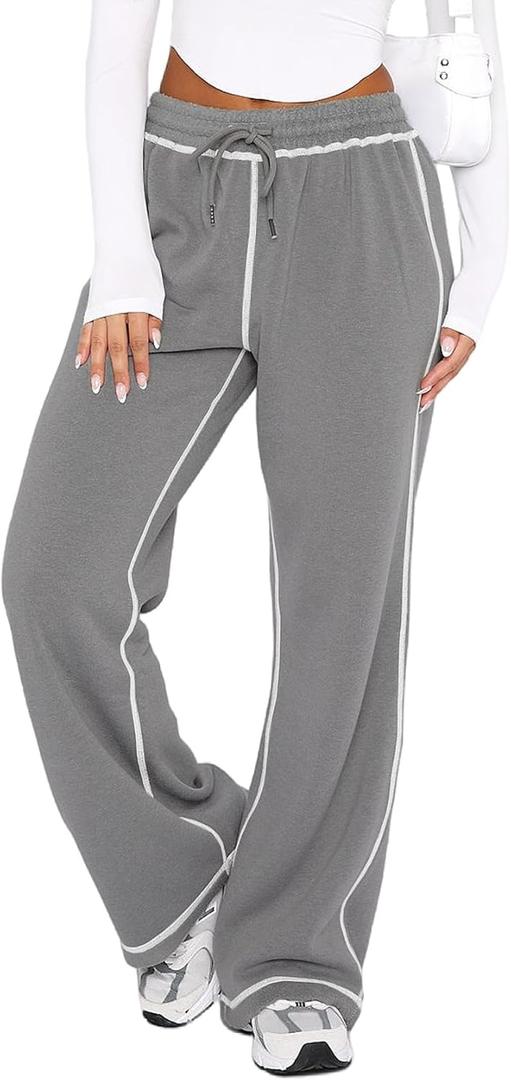 Track Pants Women Sweatpants Soft Jogging Straight Pajama Sweats Wide Leg Sweatpants Women Lounge Pants Joggers (Medium, Gray)
