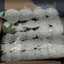 Zeyune 200 Pcs Artificial Rose Flowers Foam Fake Rose Bulk Faux Flower with 100 pcs Stem for DIY Wedding Bouquet Centerpieces Floral Arrangement Bridal Shower Party (White)