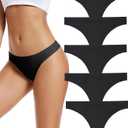 Pack of 5 voenxe Seamless Women Underwear Thongs,No Show Ladies Thong,No Line Workout Breathable Comfortable Panties,Soft Undies, Medium