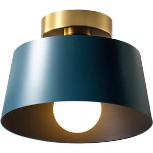 Ceiling Light Fixture, Hallway Ceiling Light with Gold Plate and Matte Black Shade, Modern Simple Style Porch Light Fixtures Semi Flush Mount (Blue)