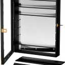 18x25 Inch Shot Glass Display Case with Removable Shelves, Wood Liquor and Shot Glass Display Cabinet with Bult-in Mirror Wall Mounted Storage Shelf Shadow Box with Lockable Acrylic Door