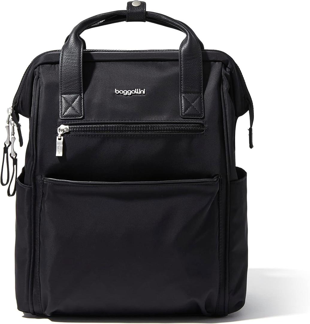 Baggallini Soho Backpack - Travel Laptop Backpack for Women - Lightweight Water-Resistant Luggage Bag, Black (One Size)