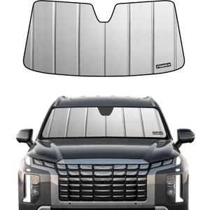 Pigenius Windshield Sun Shade for Hyundai Palisade 2020-2026, Premium Grey Leather Finish