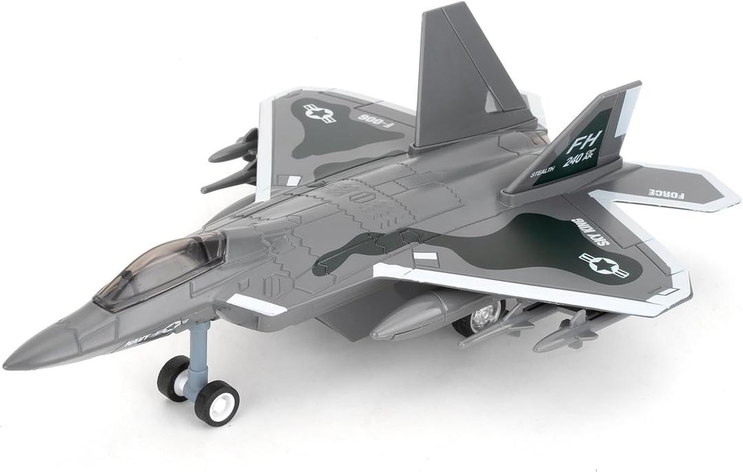 Fighter Airplane F22 Toy Model, Military Die-cast Alloy Pull Back Airplane Toy for Kids Adults, Aircraft Display & Collection, Gift Black