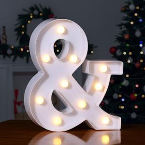 Foaky LED Letter Lights Sign Marquee Light Up Letters Sign for Night Light Wedding/Birthday Party Battery Powered Christmas Lamp Home Bar Decoration(&) (&, Warm)