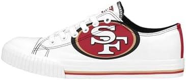 FOCO Women's NFL Ladies Fashion Team Big Logo Low Top White Canvas Sneakers Shoes 8