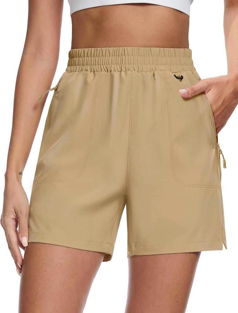 MAGCOMSEN Women's 5" Hiking Cargo Shorts UPF 50+ Quick Dry Lightweight Golf Athletic Casual Summer Shorts with Pockets, Size XL