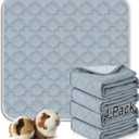 FunFurry Washable Guinea Pig Cage Liner - 4 Pack Reusable Washable Pee PadsWaterproof Guinea Pig Bedding for Small Animal - Rabbit Bunny Hamster Puppy (Light Grey, 12" X 12" - 4 Pack)