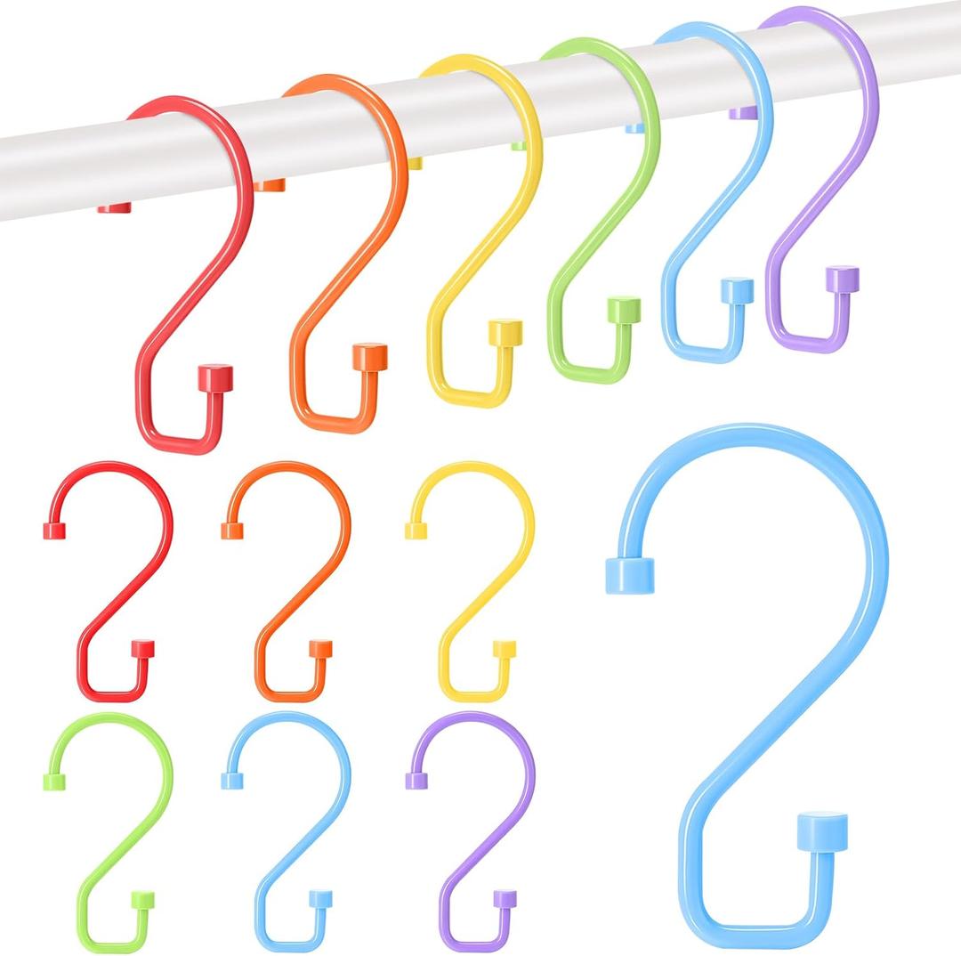 Wenqik 12 Pcs Colorful S Hooks Hanging Stainless Steel Multi Functional Metal Hanging Hooks Reversible Metal S Shaped Hook for Kitchen, Garden, Bathroom, Indoor, Outdoor(Classic,3 Inches)