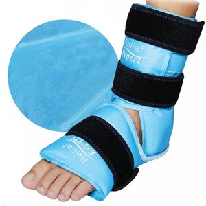 Relief Expert Ankle Ice Pack Wrap  Reusable Cold Gel Pack for Foot and Heel, Dual-Sided Design with Soft Plush Lining, Flexible Cold Compress for Achilles and Ankle Support, Blue