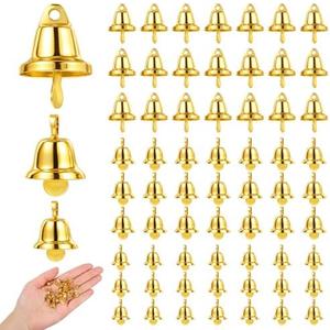 120 PCS Small Bells for Crafts, 3 Sizes Mini Bells for Crafts Small Gold Bell Decorativebell Christmas Tree Pendants, Mini Gold Libertybell for Craft Making and Favor Decorating Wind Chimes
