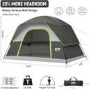 CAMPROS CP Camping Tent 2/4/6 Person, Waterproof Windproof Double Layer Dome Tent, Easy Setup with Large Mesh Windows & Wide Door for Outdoor Camping Backyard