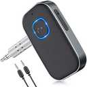 COMSOON Bluetooth Receiver for Car, Noise Cancelling 3.5mm AUX Bluetooth Car Adapter, Wireless Audio Receiver for Home Stereo/Wired Headphones, Hands-Free Call, 16H Battery Life - Dark Gray