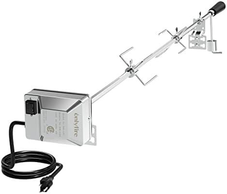 onlyfire 6022 Universal Grill Replacement Rotisserie Kit, with 37'' ×1/2'' Hexagon Spit Rod and Stainless Steel Electric Motor(Do No Fit Weber Gas Grill)