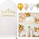 Gilprop 125 Pcs 7.2ft First Holy Communion Baptism Elastic Polyester Arch Cover Christening Baby Shower Balloon Garland Arch Kit Balloon Baptism Party for Celebration Photography Backdrop (Classic)