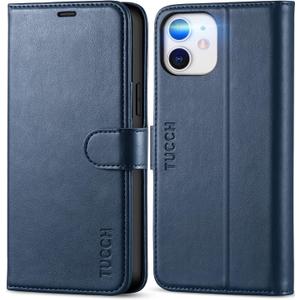 TUCCH Wallet Case for iPhone 12 Pro/iPhone 12 5G, [TPU Shockproof Inner Shell], PU Leather RFID Blocking Card Holder Magnetic Stand Cover Compatible with iPhone 12/12 Pro 6.1-inch, Dark Blue