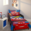 Disney Cars Rusteze Racing Team 4 Piece Toddler Bedding Set, Blue/Red/Yellow/White