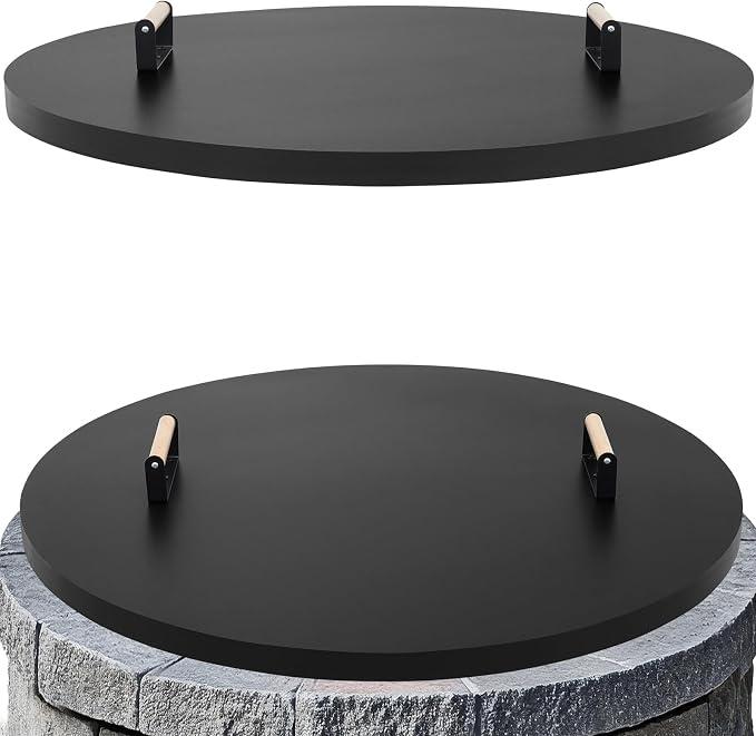 Permade Fire Pit Lid Cover Round- 36" Powder Coated Steel Firepit Cover