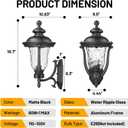 Wall Mounted Outdoor Light Fixtures,Water Ripple Glass Outdoor Lights,18.7Inch Exterior Light Fixtures Wall Mount,Vintage Style Waterproof Black Porch Light Outside Lights For House,Front Porch