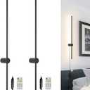 RC Dimmable Modern Plug in Wall Sconce Set of Two LED Black Wall Lights with Dimmer 39.4 inches Wall Lamp with Memory Function Original Brand Lighting