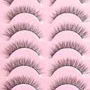 False Eyelashes Natural Lashes Wispy Fake Eyelash Cat Eye Strip Lash Mink Lashes Pack Fluffy Eye Lashes Natural Look Short Cateye Lash Strips (Natural Daily)