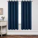 Joydeco Blackout Curtains 72 Inch Length 2 Panels Set, Thermal Insulated Long Curtains& Drapes 2 Burg, Room Darkening Grommet Drapes for Living Room Bedroom Window (W52 x L72 Inch, Navy Blue) (52"W x 72"L (Pack of 2), Navy Blue)