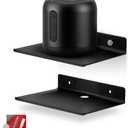 BRAINWAVZ 2-Pack 6" Floating Metal Wall Shelf for Books, Organizer, Speakers, Plants, Cameras, Books, Decor Display, Storage, Routers & More Wide Universal Holder Shelf (Black) (6" Black Shelf)