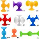 48 Piece Suction Cup Toys Construction Set, Silicone Building Blocks DIY Blocks - Sucker Toy are Fun Bath Toys, Fidget Toys for Toddlers 3-5 Old Boys and Girls, Medium, Small