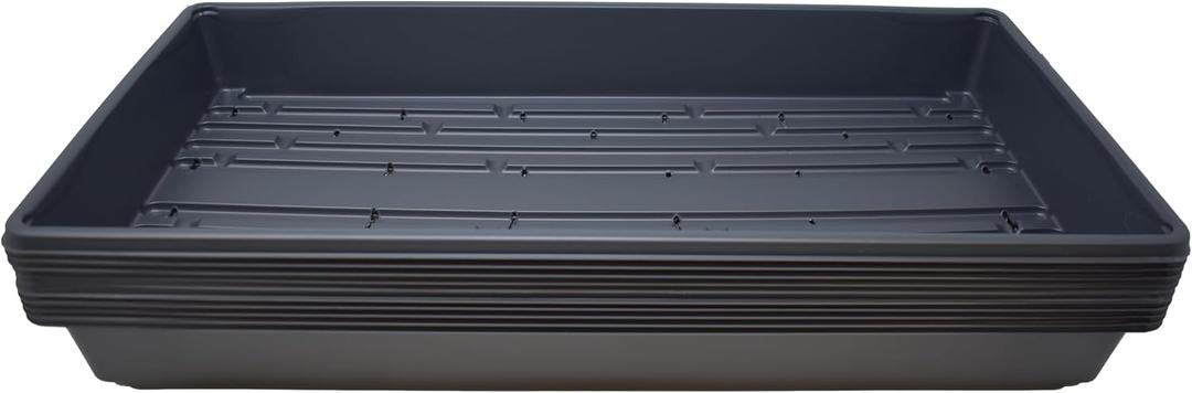 10 Plant Growing Trays (with Drain Holes) - 20" x 10" - Perfect Garden Seed Starter Grow Trays: for Seedlings, Indoor Gardening, Growing Microgreens, Wheatgrass & More - Soil or Hydroponic
