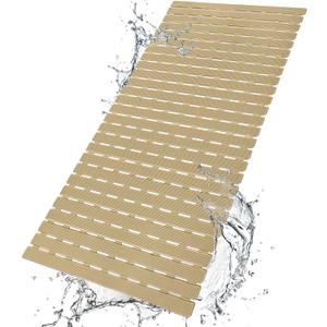 BEMISO Shower Mat Non Slip Bathtub Mat with Suction Cups and Drain Holes 37.4 x15.7 Inch Bath Mat for Tub & Shower.Easy Dry,Easy to Cut,Eco-Friendly (Brown)