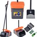 Dog Pooper Scooper Swivel Bin & Rake Kit with 55 Waste Bags, 46" Long Handle Adjustable Portable Non-Breakable Poop Scooper Easy to Clean Pet Waste