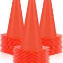 Hoteam 24 Pieces Traffic Cones, 12 Inches Cone Markers, Plastic Construction Safety Cones for Parking, Sports Training, Construction Caution, Road Traffic Cones Outdoor Activity Practice(Orange)