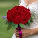 DuHouse 50Pcs Artificial Roses Flowers Fake Roses with Stems Real Touch Foam Flowers for DIY Wedding Bouquet Party Centerpiece Floral Arrangement Party Home Decor(Dark Red)