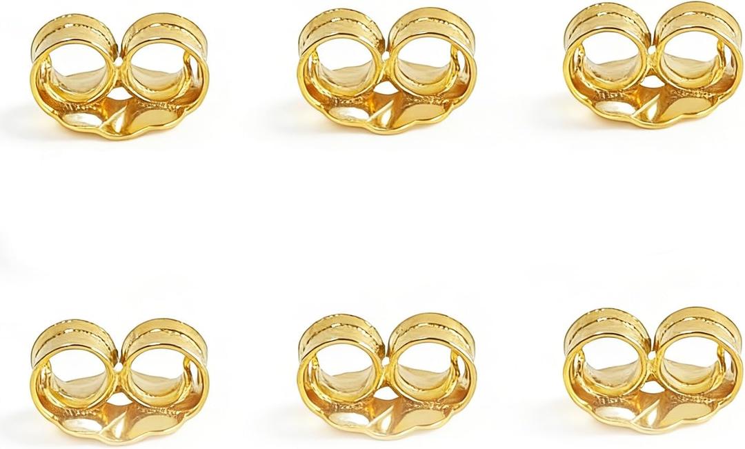 Orgrimmar 14K Gold Plated Earring Backs Yellow Ear Locking for Stud Ear Rings (3 Pairs)