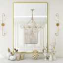 Koonmi Gold Rectangle Wall Mirror, 20x30 Inch Bathroom Mirror, Aluminum Frame Vanity Mirror for Entryway, Living Room, Bedroom Bathroom, Hangs Horizontally or Vertically