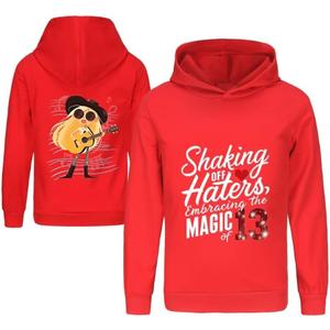 The Cotton Cartoon Hoodie Hooded Pullover Sweatshirt, Cute Clothes Hoodies (Red)