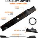 942-04415 60" High Lift Blades for Cub Cadet Tank 60 DS60 M60-CT M60-KH PRO Z 100 Z 500 RECON 60 Z-Force L60 MTD Z8600 60 inch Deck Pro Z/Tank/Z-Force S Zero-Turn Mower 742-04415 01005338, Black