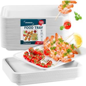 100 Pack 14 Inch Heavy Duty Disposable Food Trays Compostable Large Paper Plates Tray Set Natural Material Biodegradable for Party Serving Crawfish Lobster Crab BBQ Holiday Feast Seafood Supplies 100 Pack 14 Inch Heavy Duty Disposable Food Trays Compostable Large Paper Plates Tray Set Natural Material Biodegradable for Party Serving Crawfish Lobster Crab BBQ Holiday Feast Seafood Supplies