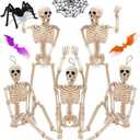 5PCS 16 Inch Height Halloween Decorations Outdoor Indoor Halloween Skeleton Spooky Posable Skeletons Toy Small Skeletons Hanging Decor Movable Joints Decor Graveyard Haunted Party Accessories