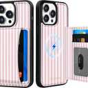 for iPhone 13 Pro Case with Wallet - Fits 4 Card Slots, Compatible with MagSafe for Women Aesthetic Durable PU Leather Credit Card Holder Kickstand Phone Cover for Apple 13 Pro, Stripe