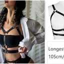 Punk Belt Goth Leather Body Chain Black Waist Chain Belts Sexy Adjustable Body Accessories for Women Girls (Black), One Size