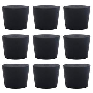 9 Pack (Same Size) Solid Rubber Stoppers - Size #6-33mm (1.29in) x 25mm (0.98in) - 28mm (1.10in) Long - Black Lab Plug