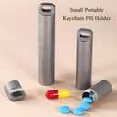 Small Keychain Pill Holder,304 Stainless Steel Portable Pill Case Organizer for Travel,Waterproof Pocket Pill Container Medicine Box for Purse Men (Large Pocket Pill Case)