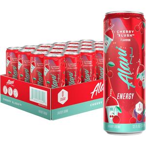 Alani Nu CHERRY SLUSH, Sugar Free, Low Calorie Energy Drinks, 200mg Caffeine, Biotin, B Vitamins, Zero Sugar, 10 Calories, 12 Fl Oz Cans, 24 Pack, BB 07/2027