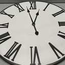 Large Wall Clock 24" Round, Silent Metal & Wood with Big 3D Roman Numerals